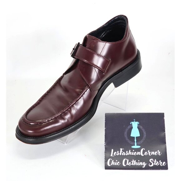 Rodolfo Zengarini Men's Burgundy Leather Monk Strap Buckle Loafers Sz 42 (9) 103 - Picture 14 of 16